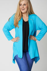 Blue Edge to Edge Waterfall Cardigan,Plus size clothing,womens plus size clothing,big size ladies dress,plus size