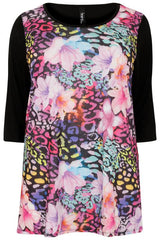 Multi Coloured Floral Print Deep Hem Top,Plus size clothing,womens plus size clothing,big size ladies dress,plus size