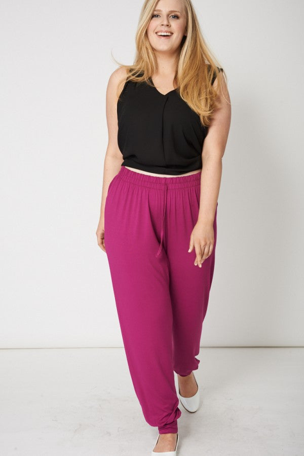 Basic Purple Smooth Trousers,Plus size clothing,womens plus size clothing,big size ladies dress,plus size