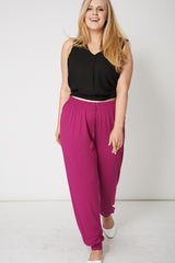 Basic Purple Smooth Trousers,Plus size clothing,womens plus size clothing,big size ladies dress,plus size