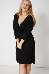 Crossover Black Dress With Tie Waist